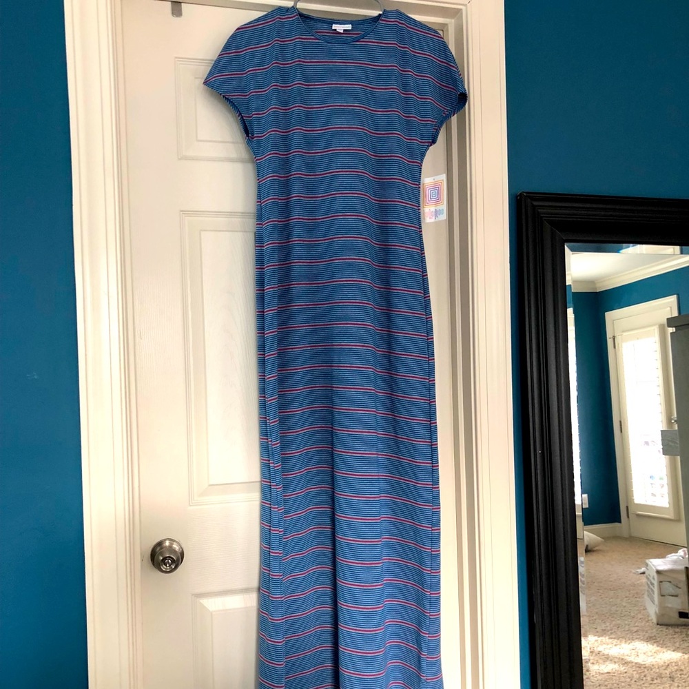 LuLaRoe Blue and Pink Stripe Maria XS